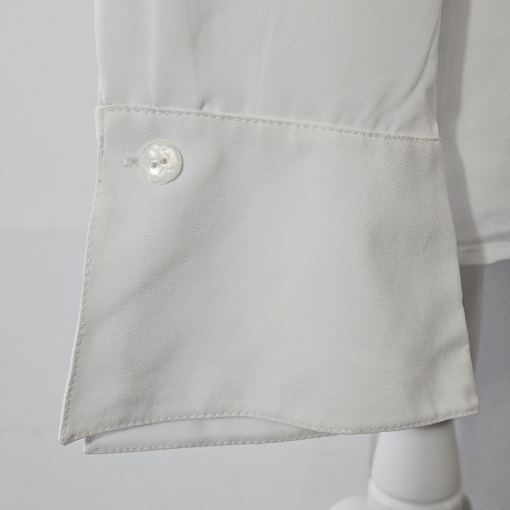 La Chine Classic Size 12 White Long-Sleeved Polyester Button Up Blouse with Laye - Picture 7 of 16
